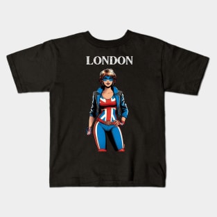 London England Female Comic Book Super Hero Kids T-Shirt